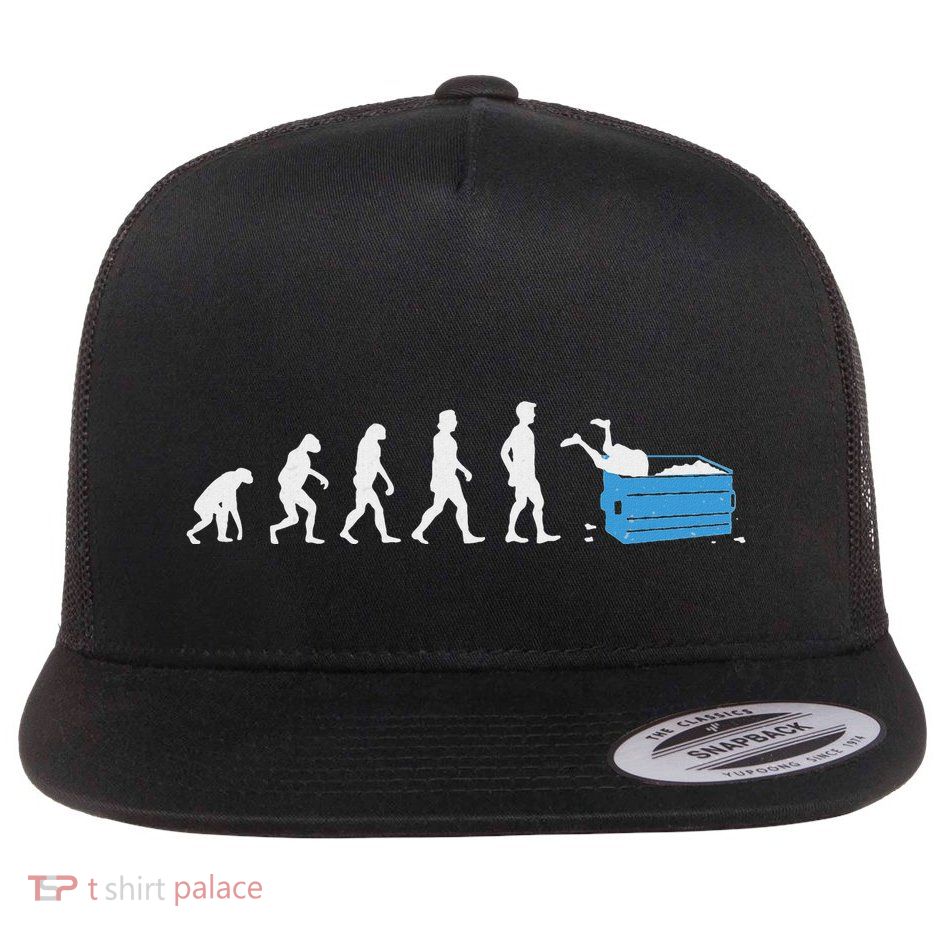 Funny Dumpster Diving Human Evolution For A Dumpster Divers Flat Bill Trucker Hat