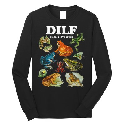 Funny DILF Damn I Love Frogs Cottagecore Aesthetic Long Sleeve Shirt