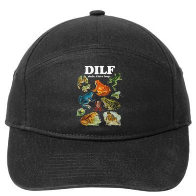 Funny DILF Damn I Love Frogs Cottagecore Aesthetic 7-Panel Snapback Hat