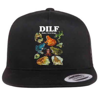 Funny DILF Damn I Love Frogs Cottagecore Aesthetic Flatbill Hat