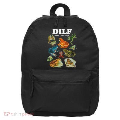 Funny DILF Damn I Love Frogs Cottagecore Aesthetic 16 in Basic Backpack