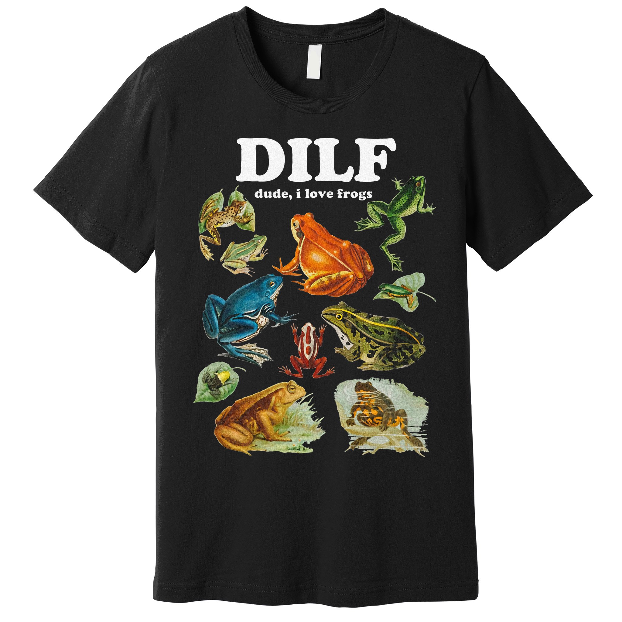 Funny DILF Damn I Love Frogs Cottagecore Aesthetic Premium T-Shirt