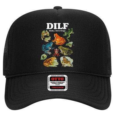 Funny DILF Damn I Love Frogs Cottagecore Aesthetic Trucker Hat