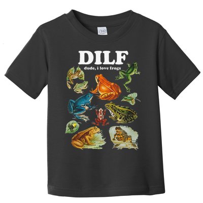 Funny DILF Damn I Love Frogs Cottagecore Aesthetic Toddler T-Shirt