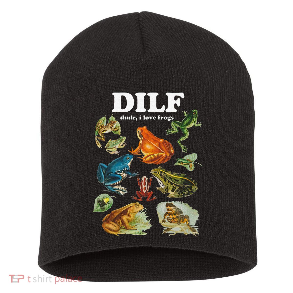 Funny DILF Damn I Love Frogs Cottagecore Aesthetic Short Acrylic Beanie