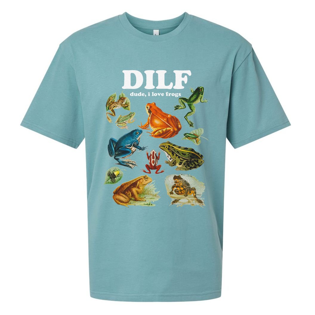 Funny DILF Damn I Love Frogs Cottagecore Aesthetic Sueded Cloud Jersey T-Shirt