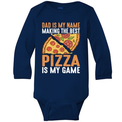 Fathers Day Dad Best Pizza Is My Game Pizza Making Gift Baby Long Sleeve Bodysuit