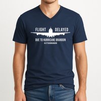 Flight Delayed Due To Hurricane Brandon #LetsGoBrandon V-Neck T-Shirt