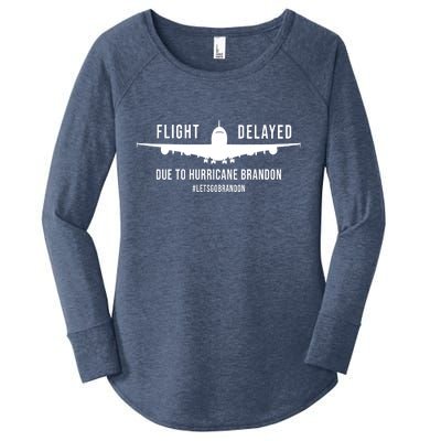 Flight Delayed Due To Hurricane Brandon #LetsGoBrandon Women's Perfect Tri Tunic Long Sleeve Shirt