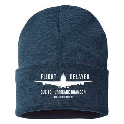 Flight Delayed Due To Hurricane Brandon #LetsGoBrandon Sustainable Knit Beanie