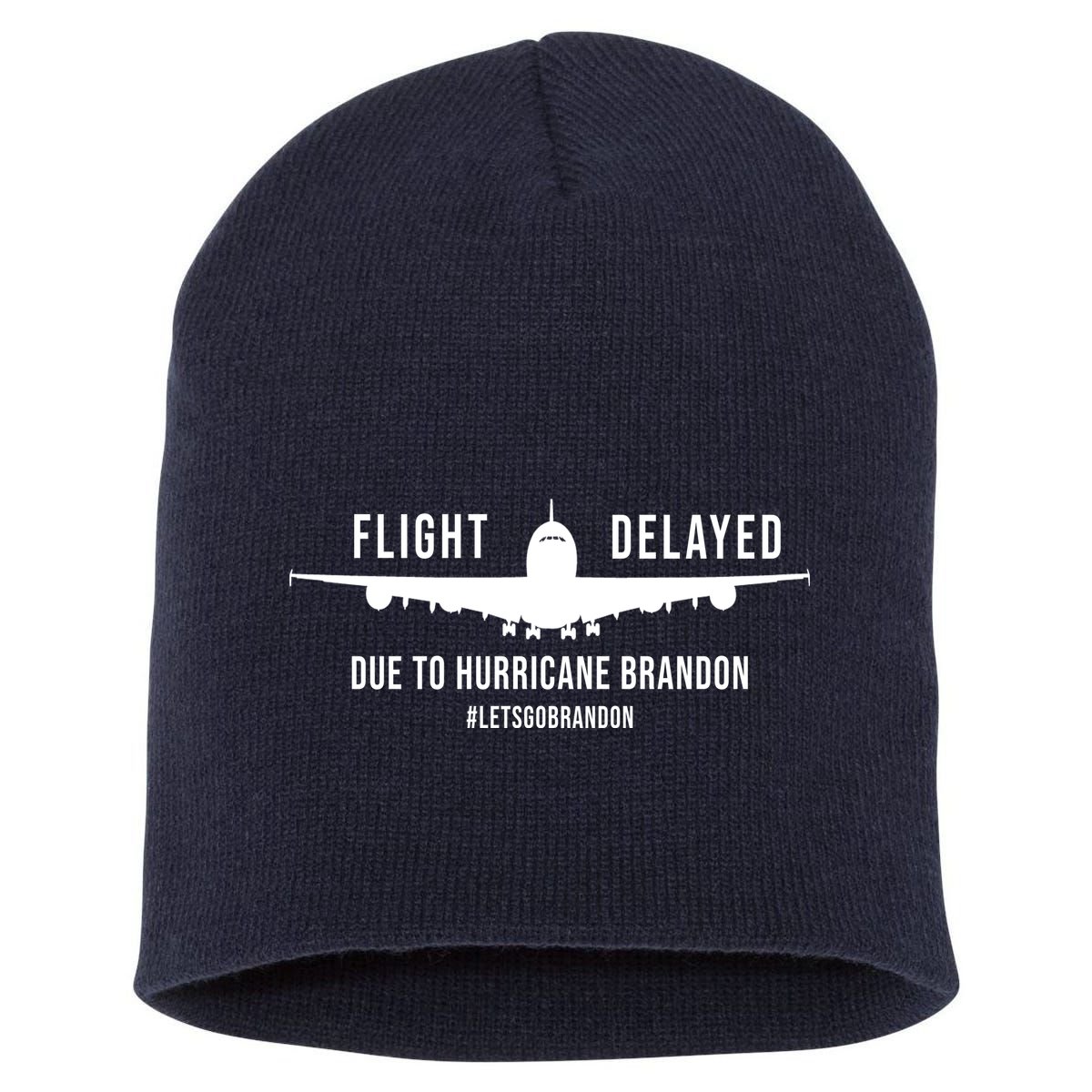 Flight Delayed Due To Hurricane Brandon #LetsGoBrandon Short Acrylic Beanie