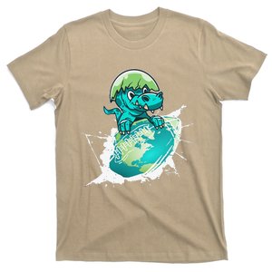 Football Dino Earth Climate Change T-Shirt