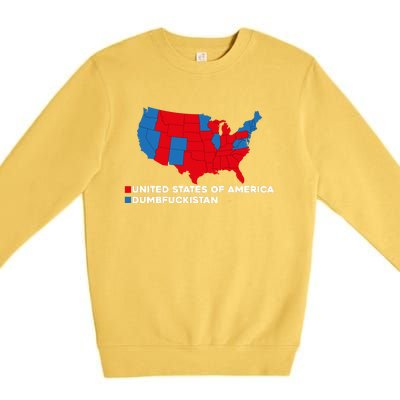 Funny Dumbfuckistan Election Map United States Of America Dumbfuckistan Premium Crewneck Sweatshirt