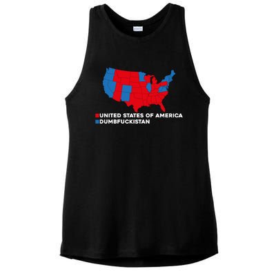 Funny Dumbfuckistan Election Map United States Of America Dumbfuckistan Ladies PosiCharge Tri-Blend Wicking Tank