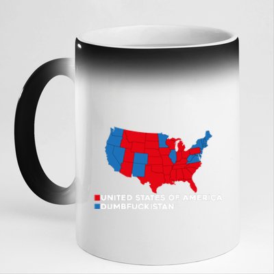 Funny Dumbfuckistan Election Map United States Of America Dumbfuckistan 11oz Black Color Changing Mug