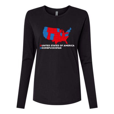 Funny Dumbfuckistan Election Map United States Of America Dumbfuckistan Womens Cotton Relaxed Long Sleeve T-Shirt