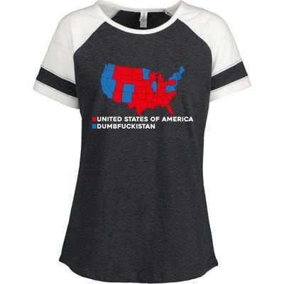 Funny Dumbfuckistan Election Map United States Of America Dumbfuckistan Enza Ladies Jersey Colorblock Tee