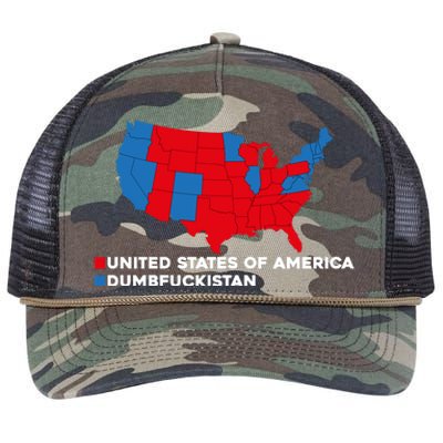 Funny Dumbfuckistan Election Map United States Of America Dumbfuckistan Retro Rope Trucker Hat Cap