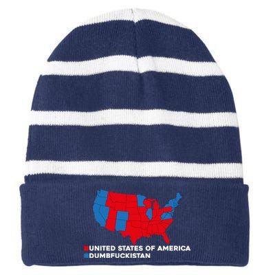 Funny Dumbfuckistan Election Map United States Of America Dumbfuckistan Striped Beanie with Solid Band