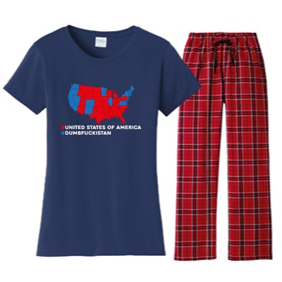 Funny Dumbfuckistan Election Map United States Of America Dumbfuckistan Women's Flannel Pajama Set