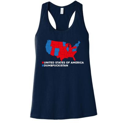 Funny Dumbfuckistan Election Map United States Of America Dumbfuckistan Women's Racerback Tank