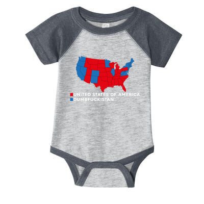 Funny Dumbfuckistan Election Map United States Of America Dumbfuckistan Infant Baby Jersey Bodysuit