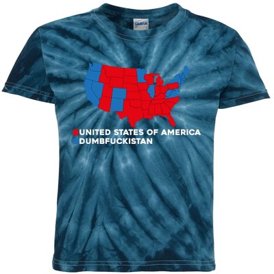 Funny Dumbfuckistan Election Map United States Of America Dumbfuckistan Kids Tie-Dye T-Shirt