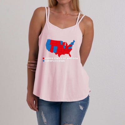 Funny Dumbfuckistan Election Map United States Of America Dumbfuckistan Women's Strappy Tank