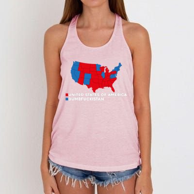 Funny Dumbfuckistan Election Map United States Of America Dumbfuckistan Women's Knotted Racerback Tank