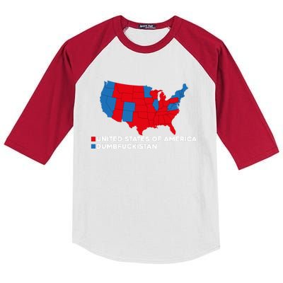 Funny Dumbfuckistan Election Map United States Of America Dumbfuckistan Kids Colorblock Raglan Jersey