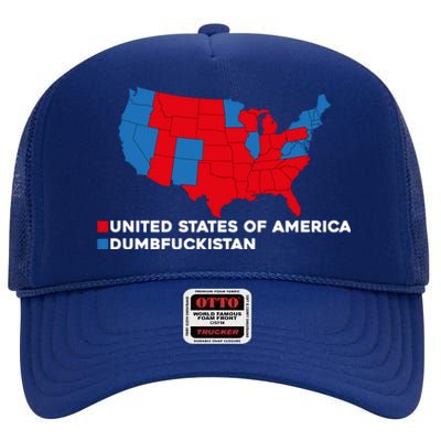 Funny Dumbfuckistan Election Map United States Of America Dumbfuckistan High Crown Mesh Back Trucker Hat