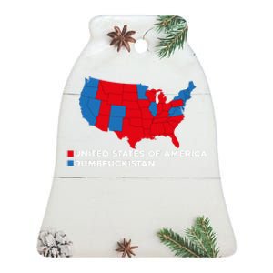 Funny Dumbfuckistan Election Map United States Of America Dumbfuckistan Ceramic Bell Ornament