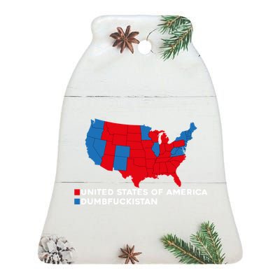 Funny Dumbfuckistan Election Map United States Of America Dumbfuckistan Ceramic Bell Ornament