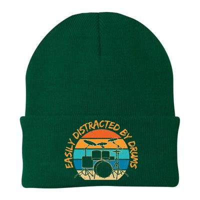 Funny Drummer Easily Distracted By Drums Set Knit Cap Winter Beanie