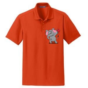 Funny Dabbing Elephant Heart Valentine's Day Gift Funny Gift Dry Zone Grid Polo