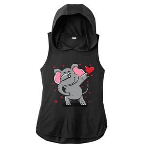 Funny Dabbing Elephant Heart Valentine's Day Gift Funny Gift Ladies PosiCharge Tri-Blend Wicking Draft Hoodie Tank