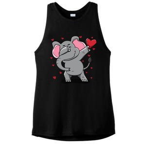 Funny Dabbing Elephant Heart Valentine's Day Gift Funny Gift Ladies PosiCharge Tri-Blend Wicking Tank