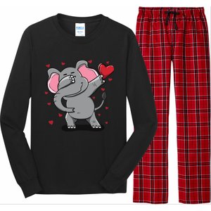 Funny Dabbing Elephant Heart Valentine's Day Gift Funny Gift Long Sleeve Pajama Set