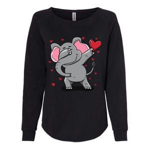 Funny Dabbing Elephant Heart Valentine's Day Gift Funny Gift Womens California Wash Sweatshirt