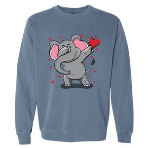 Funny Dabbing Elephant Heart Valentine's Day Gift Funny Gift Garment-Dyed Sweatshirt