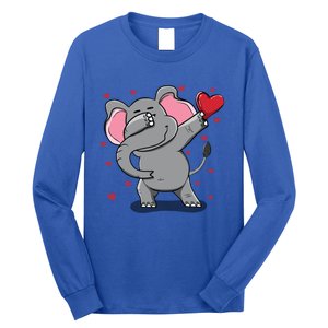 Funny Dabbing Elephant Heart Valentine's Day Gift Funny Gift Long Sleeve Shirt