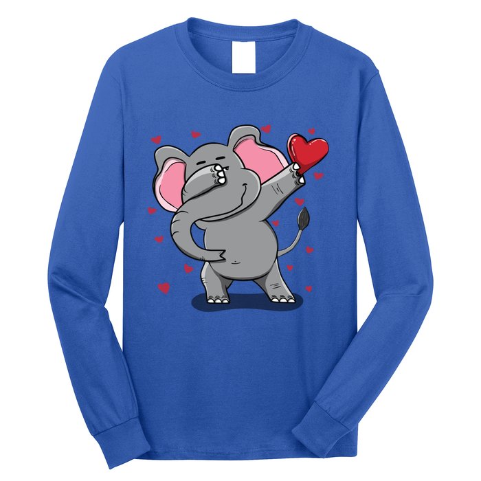 Funny Dabbing Elephant Heart Valentine's Day Gift Funny Gift Long Sleeve Shirt