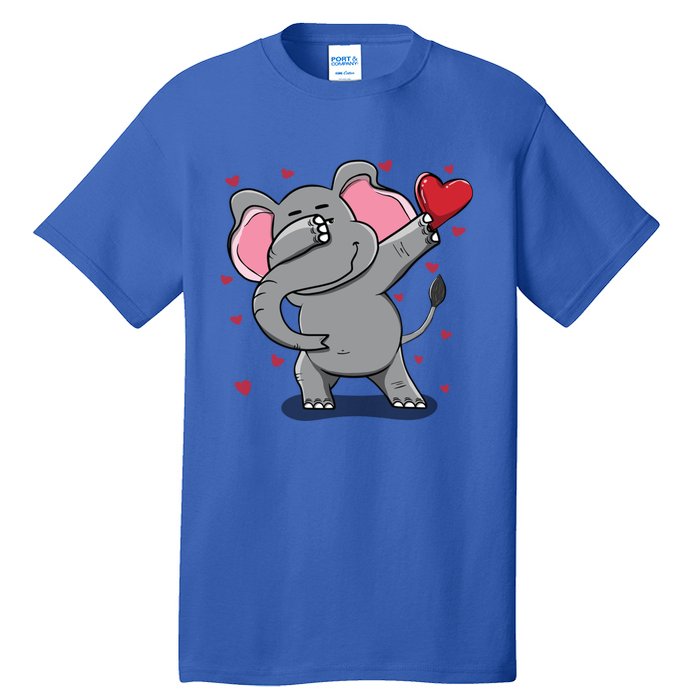 Funny Dabbing Elephant Heart Valentine's Day Gift Funny Gift Tall T-Shirt