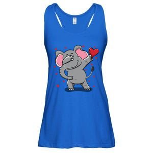 Funny Dabbing Elephant Heart Valentine's Day Gift Funny Gift Ladies Essential Flowy Tank