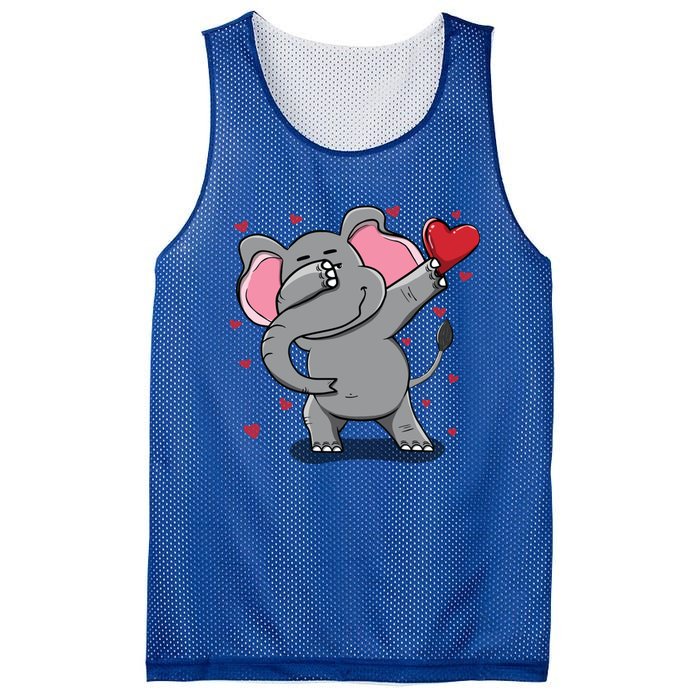 Funny Dabbing Elephant Heart Valentine's Day Gift Funny Gift Mesh Reversible Basketball Jersey Tank