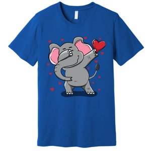 Funny Dabbing Elephant Heart Valentine's Day Gift Funny Gift Premium T-Shirt