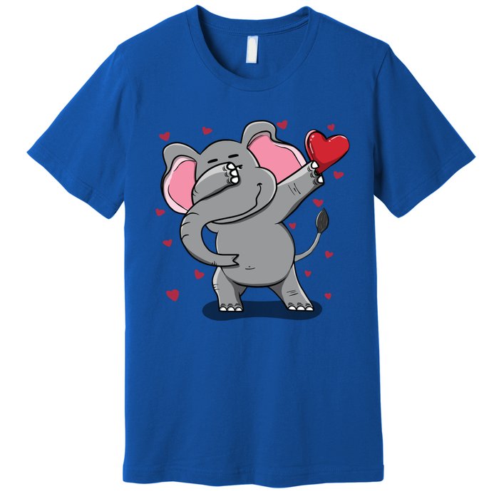 Funny Dabbing Elephant Heart Valentine's Day Gift Funny Gift Premium T-Shirt