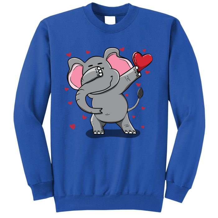 Funny Dabbing Elephant Heart Valentine's Day Gift Funny Gift Tall Sweatshirt