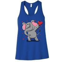 Funny Dabbing Elephant Heart Valentine's Day Gift Funny Gift Women's Racerback Tank