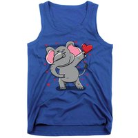 Funny Dabbing Elephant Heart Valentine's Day Gift Funny Gift Tank Top